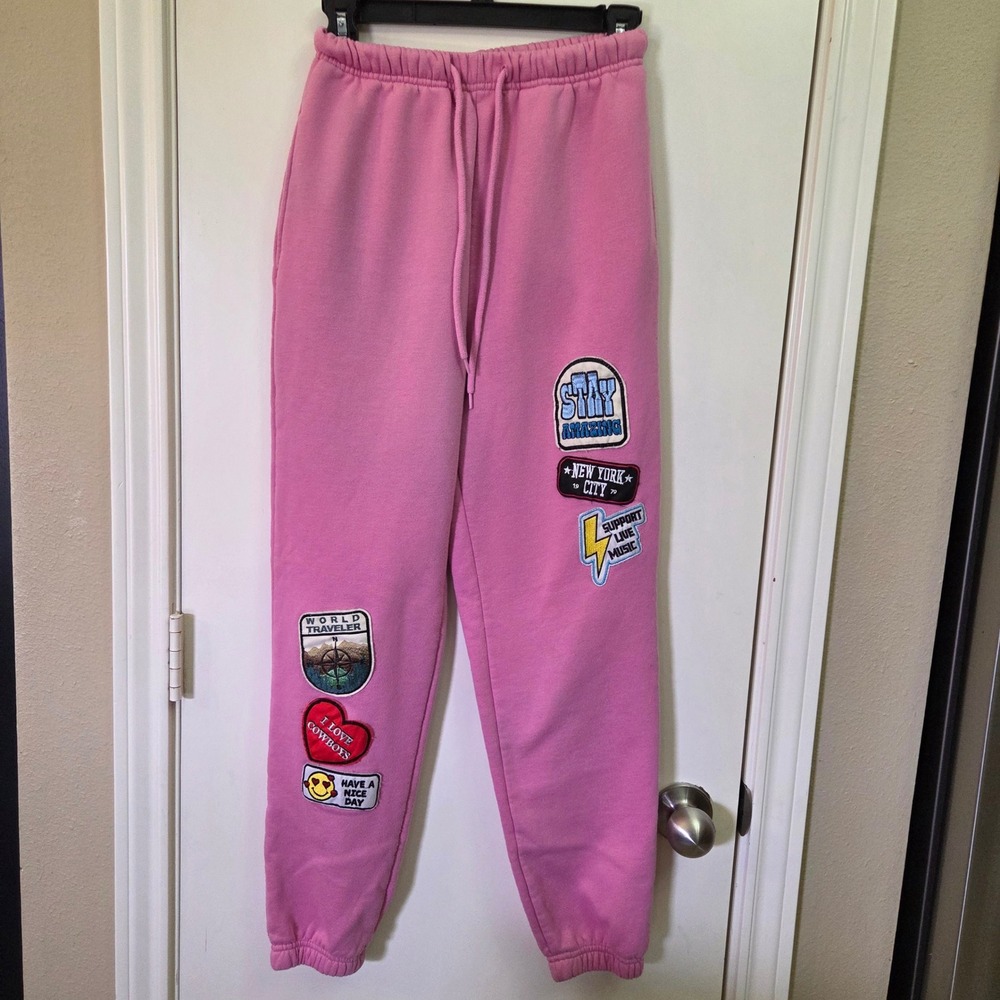 Vinyl Icon Pink Patchwork Graphic Jogger Sweatpants